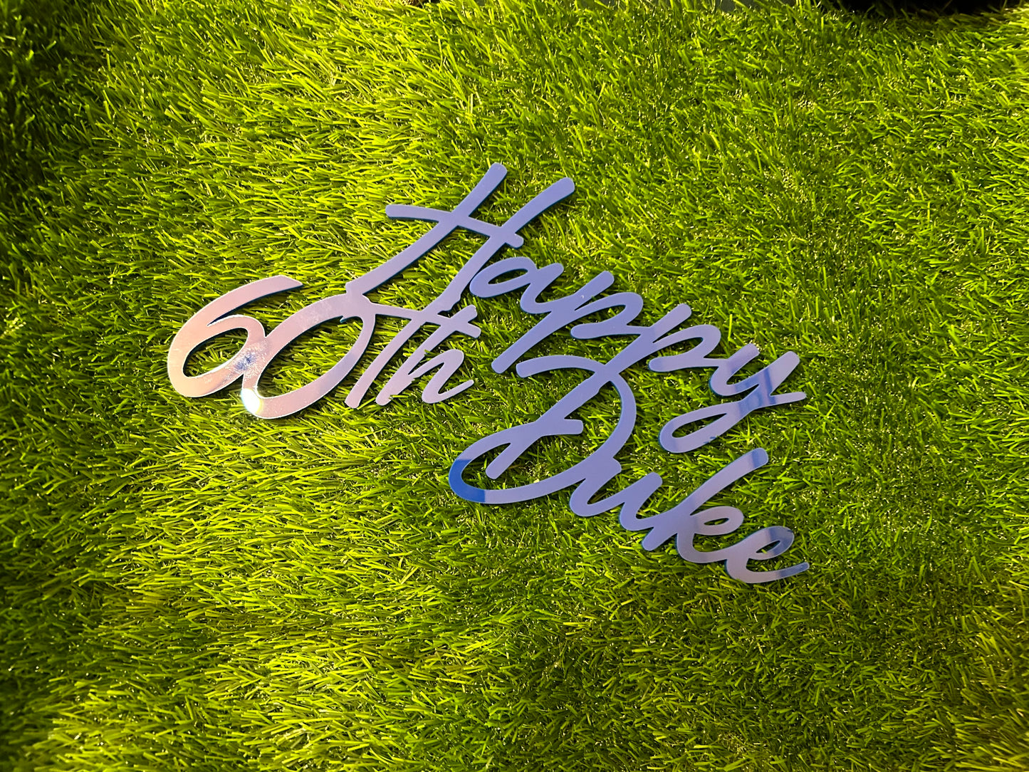 Mirror Acrylic Happy Birthday (w/ out stick) Cake Topper