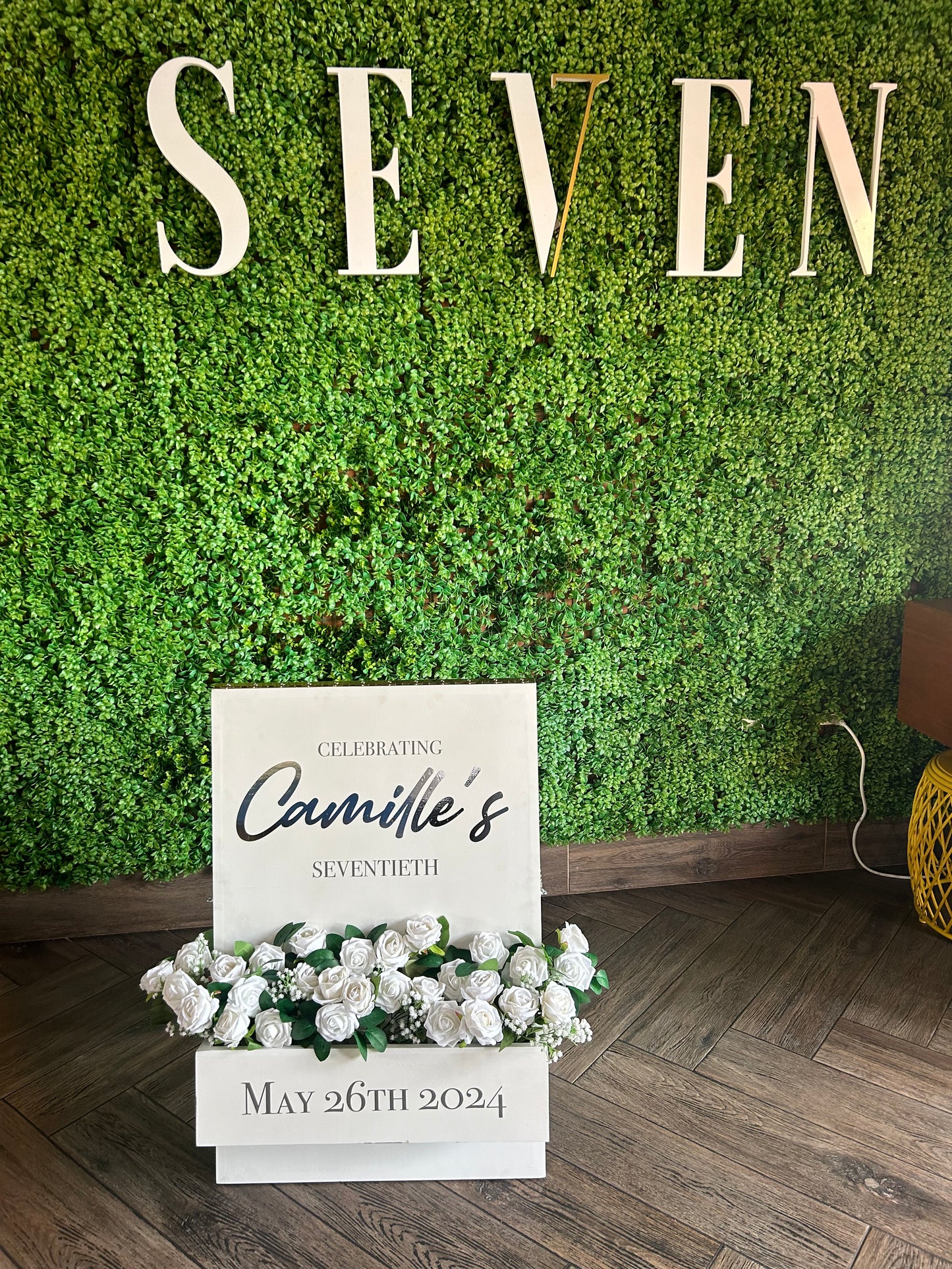 Folded Welcome Sign Rental With Floral Accents