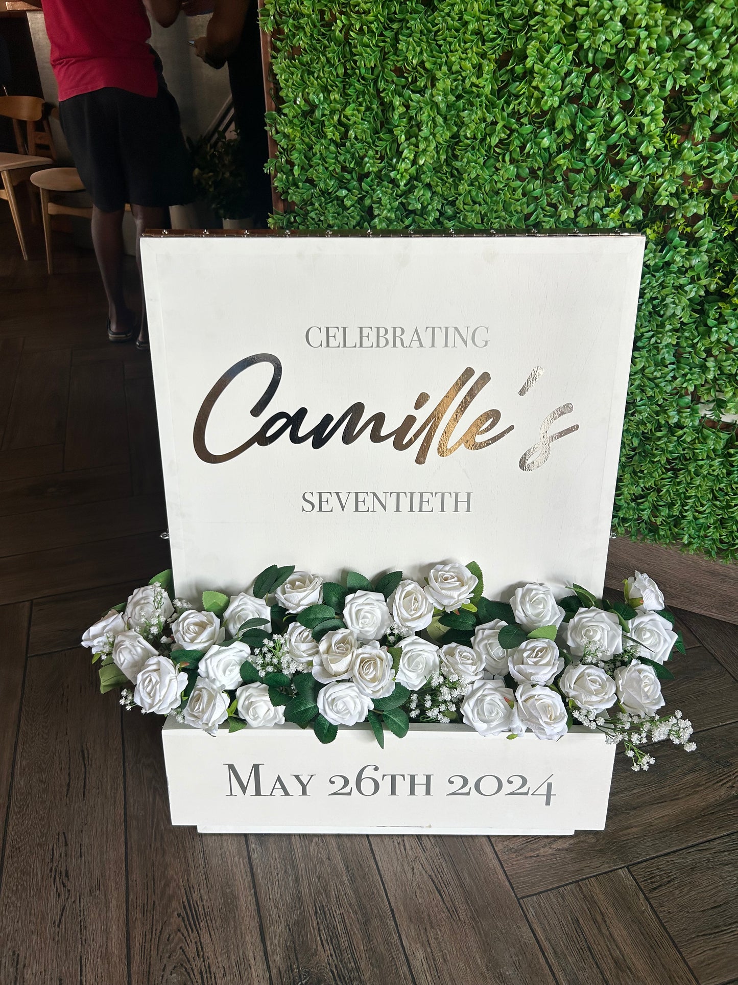 Folded Welcome Sign Rental With Floral Accents
