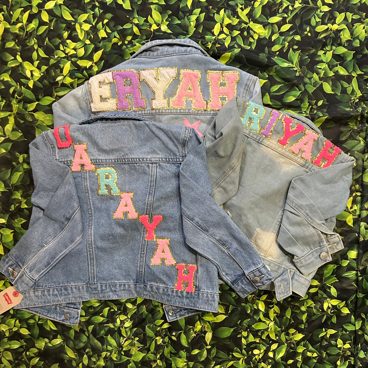 Custom Chenille Lettering Denim Jacket (Kids)