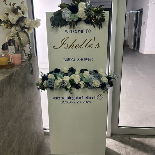 Standing Welcome Sign with Floral Accents Rental