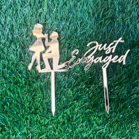 Just Engaged Cake Topper