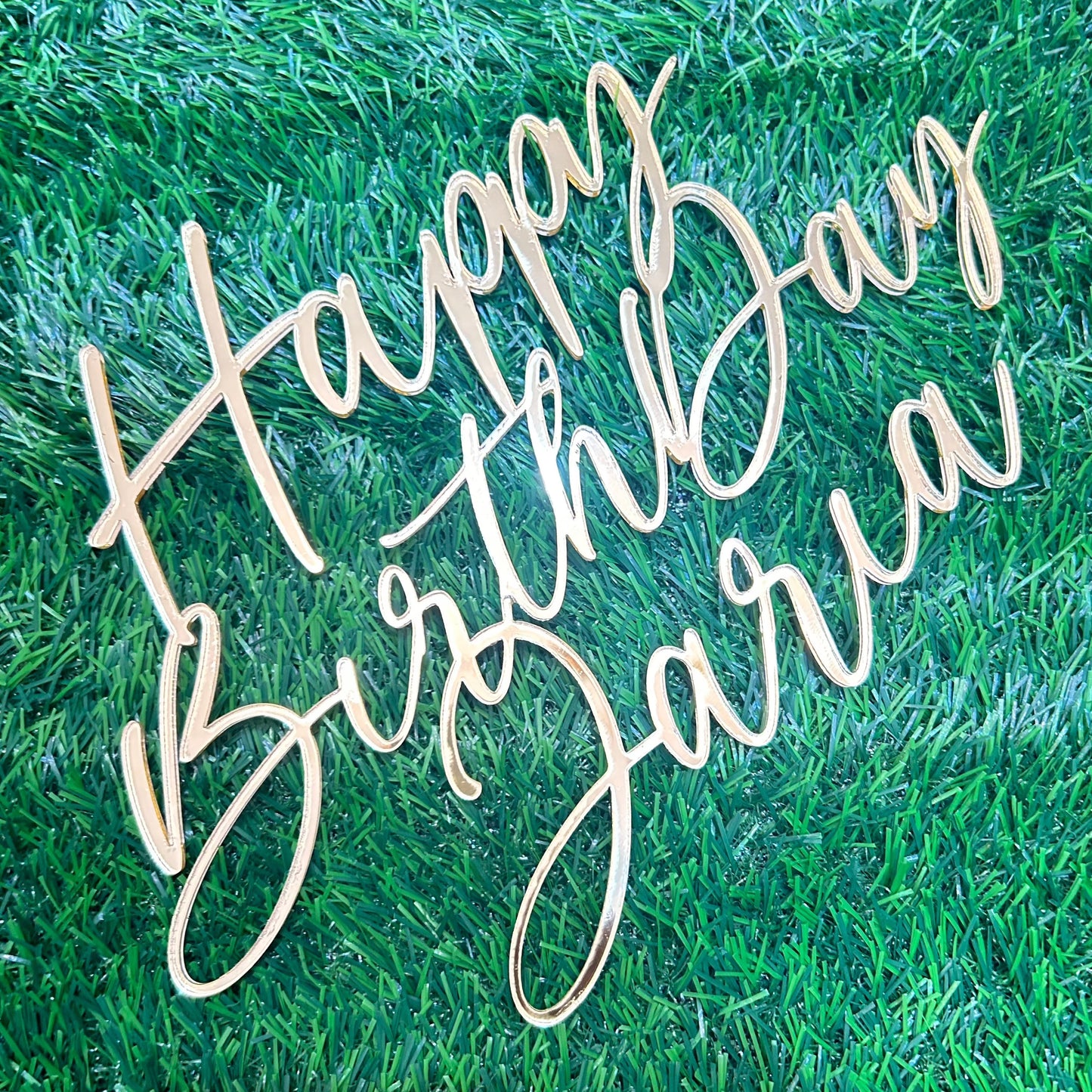 Mirror Acrylic Happy Birthday (w/ out stick) Cake Topper