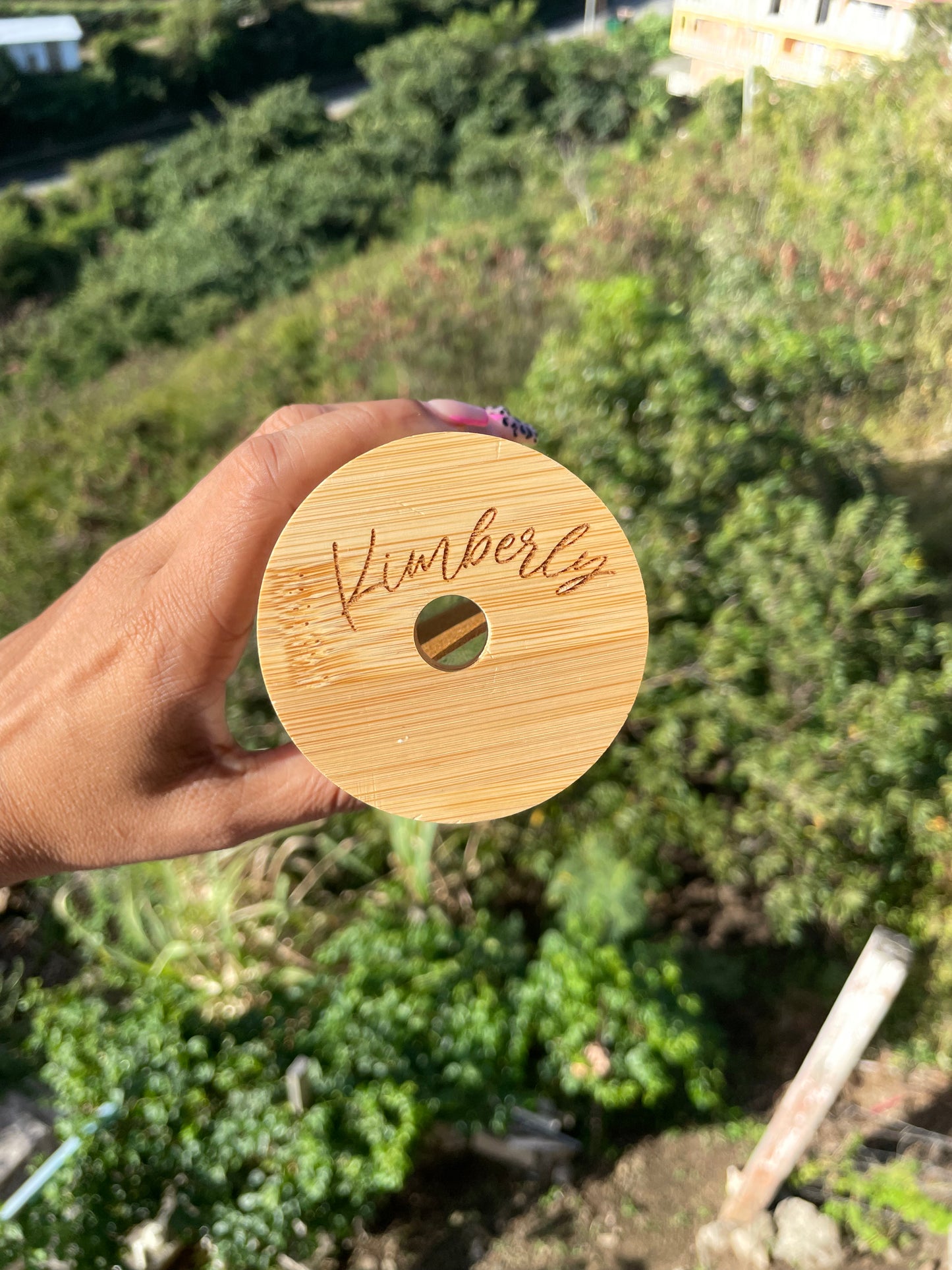 Glass Beer Can Cup With Wooden Lid and Straw