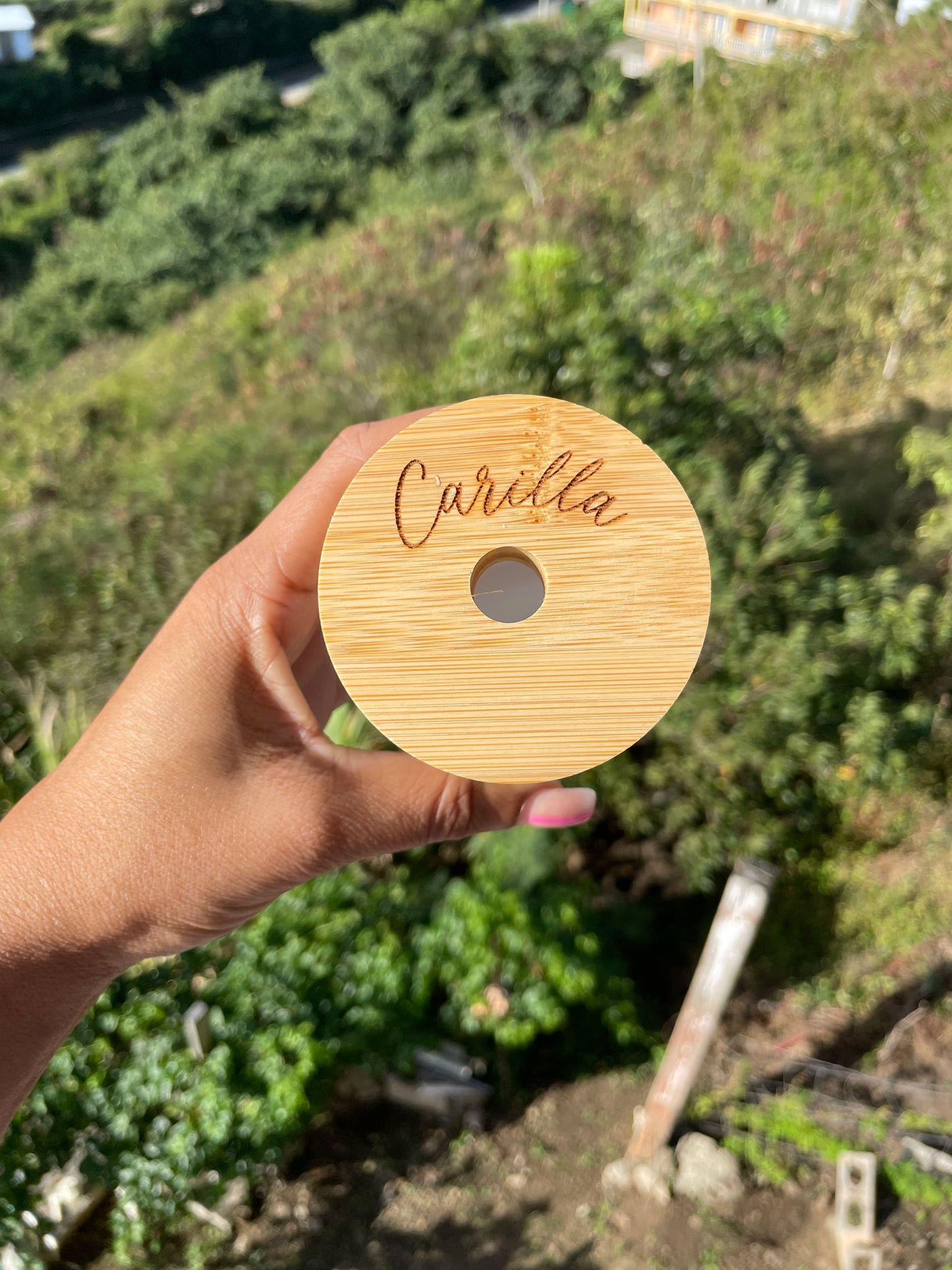 Glass Beer Can Cup With Wooden Lid and Straw